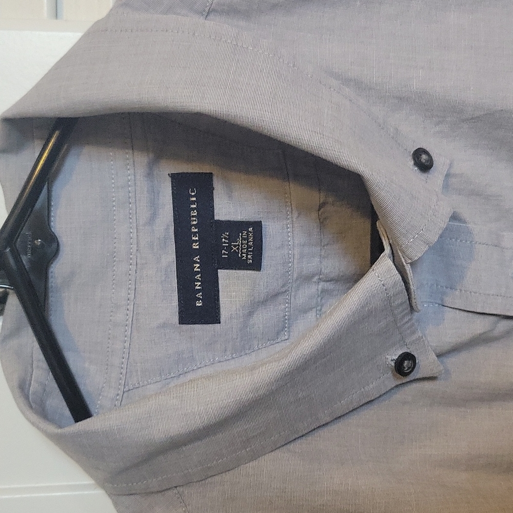Mens Banana Republic Gray Chambray Dress Shirt - 17-17.5 XL